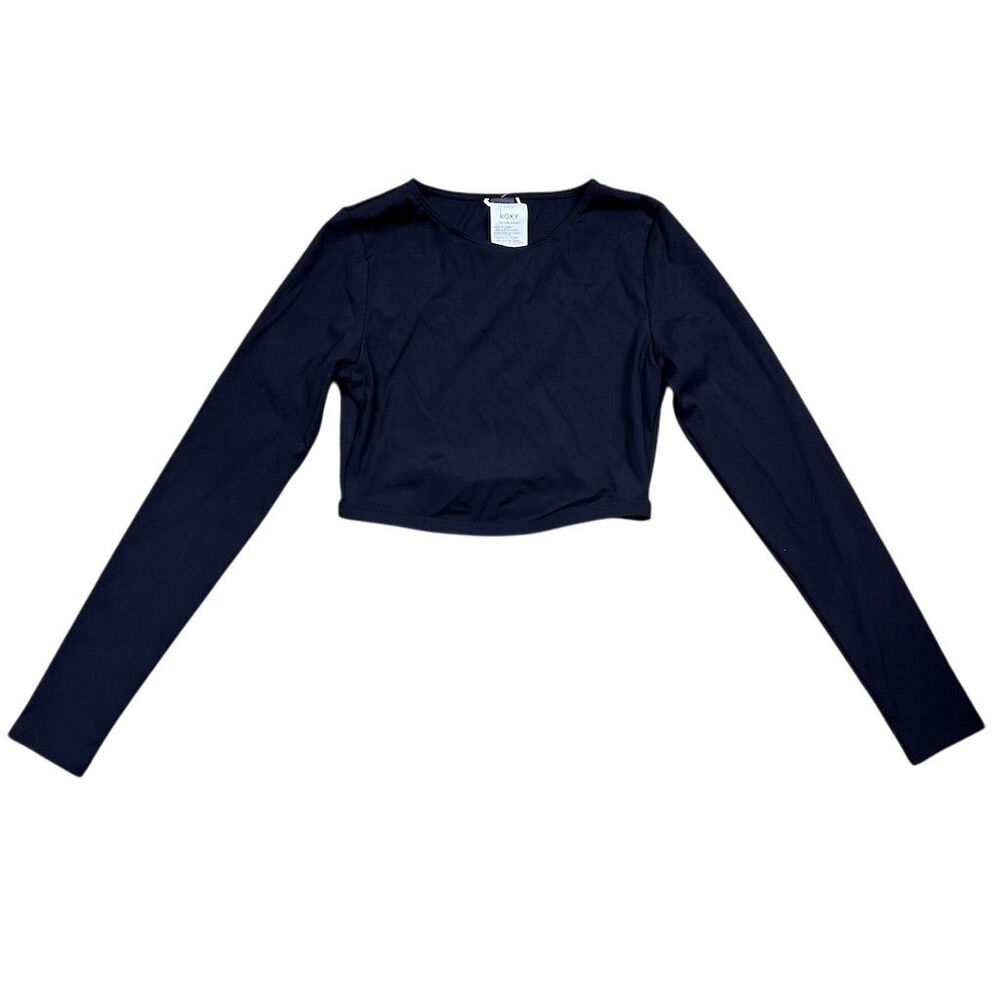 NWT Roxy Pro Nose Ride Cropped Long-Sleeve Rashguard Black Size S Swim Summer